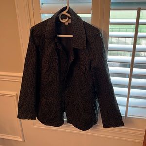 LOFT Plus Leopard Print Peplum Utility Jacket